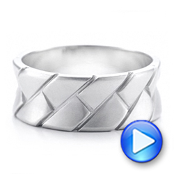 14k White Gold 14k White Gold Custom Brushed And Woven Men's Band - Video -  102015 - Thumbnail