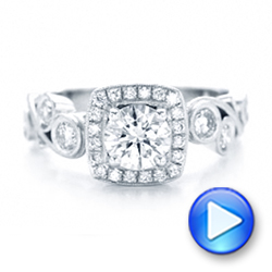 14k White Gold Custom Diamond Halo Engagement Ring - Video -  102021 - Thumbnail
