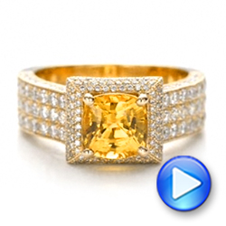 14k Yellow Gold Custom Yellow Sapphire And Diamond Engagement Ring - Video -  102025 - Thumbnail