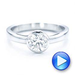  Platinum Platinum Custom Solitaire Diamond Engagement Ring - Video -  102029 - Thumbnail