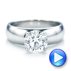  Platinum Custom Solitaire Diamond Engagement Ring - Video -  102030 - Thumbnail