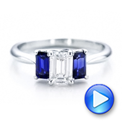 18k White Gold 18k White Gold Custom Diamond And Blue Sapphire Engagement Ring - Video -  102031 - Thumbnail