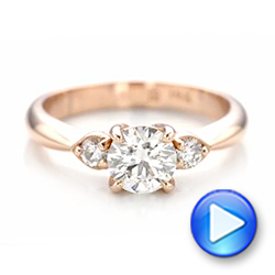 18k Rose Gold 18k Rose Gold Custom Three Stone Diamond Engagement Ring - Video -  102039 - Thumbnail