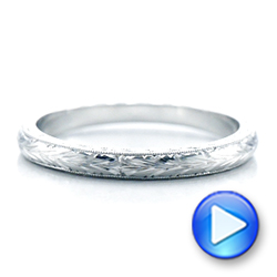 14k White Gold 14k White Gold Custom Hand Engraved Wedding Band - Video -  102041 - Thumbnail