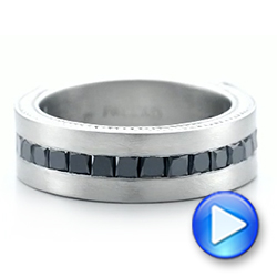 18k White Gold 18k White Gold Custom Black Diamond And Brushed Men's Band - Video -  102044 - Thumbnail