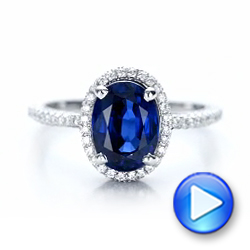  Platinum Platinum Custom Blue Sapphire And Diamond Engagement Ring - Video -  102049 - Thumbnail