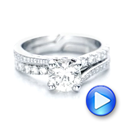  Platinum Platinum Custom Blue Sapphire And Diamond Engagement Ring - Video -  102070 - Thumbnail