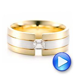 14k Yellow Gold And 14K Gold 14k Yellow Gold And 14K Gold Custom Two-tone Men's Band - Video -  102073 - Thumbnail