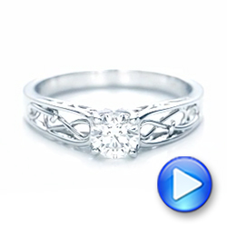  Platinum Custom Solitaire Diamond Engagement Ring - Video -  102074 - Thumbnail