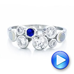  Platinum Custom Blue Sapphire Opal And Diamond Ring - Video -  102075 - Thumbnail