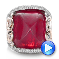  14K Gold And 14k Rose Gold Custom Spinel And Pave Diamond Anniversary Ring - Video -  102081 - Thumbnail