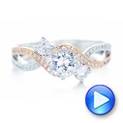  Platinum And 18K Gold Platinum And 18K Gold Three Stone Diamond Engagement Ring - Video -  102088 - Thumbnail