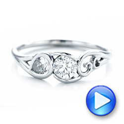 14k White Gold Custom Diamond Engagement Ring - Video -  102089 - Thumbnail