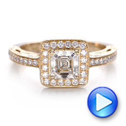 14k Rose Gold Custom Diamond Halo Engagement Ring - Video -  102098 - Thumbnail