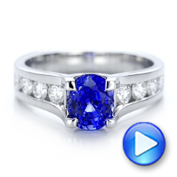 18k White Gold 18k White Gold Custom Blue Sapphire And Channel Set Diamonds Engagement Ring - Video -  102102 - Thumbnail