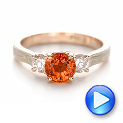 18k Rose Gold 18k Rose Gold Custom Orange Sapphire And Diamond Mokume Engagement Ring - Video -  102104 - Thumbnail