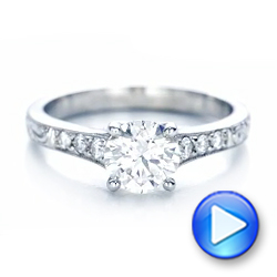 18k White Gold 18k White Gold Custom Engraved Diamond Engagement Ring - Video -  102107 - Thumbnail