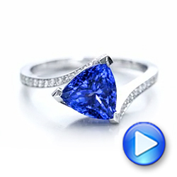 14k White Gold 14k White Gold Custom Trillion Tanzanite Engagement Ring - Video -  102109 - Thumbnail