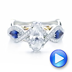  18K Gold Two-tone And Blue Sapphire And Diamond Engagement Ring - Video -  102111 - Thumbnail