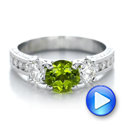 14k White Gold Custom Peridot And Diamond Engagement Ring - Video -  102118 - Thumbnail