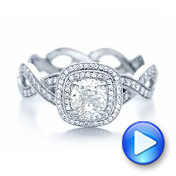 18k White Gold 18k White Gold Custom Diamond Halo Engagement Ring - Video -  102119 - Thumbnail