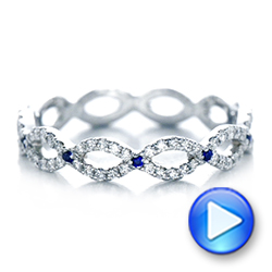  Platinum Platinum Custom Diamond And Blue Sapphire Wedding Band - Video -  102120 - Thumbnail