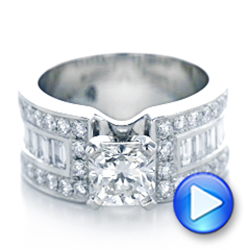  Platinum Custom Ideal Square Diamond Engagement Ring - Video -  102123 - Thumbnail