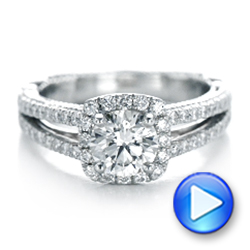  Platinum Custom Two-tone Diamond Engagement Ring - Video -  102127 - Thumbnail