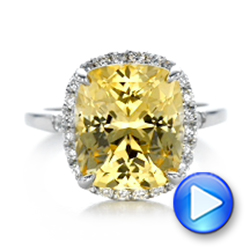 18k White Gold 18k White Gold Custom Yellow Sapphire And Diamond Engagement Ring - Video -  102129 - Thumbnail