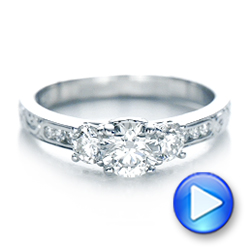 18k White Gold 18k White Gold Custom Three-stone Diamond Engagement Ring - Video -  102131 - Thumbnail
