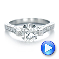  Platinum Custom Diamond And Blue Sapphire Engagement Ring - Video -  102134 - Thumbnail