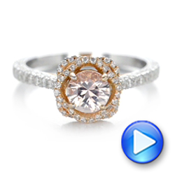  14K Gold And 18k Rose Gold 14K Gold And 18k Rose Gold Custom Pink Sapphire And Diamond Halo Engagement Ring - Video -  102136 - Thumbnail