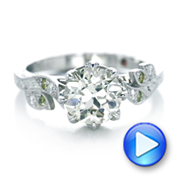 18k White Gold 18k White Gold Custom Diamond And Peridot Engagement Ring - Video -  102137 - Thumbnail