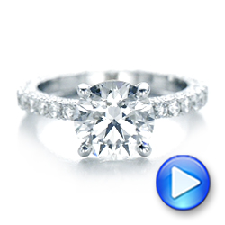 18k White Gold Custom Pave Diamond Eternity Engagement Ring - Video -  102143 - Thumbnail