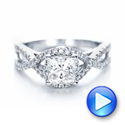 14k White Gold Custom Diamond Engagement Ring - Video -  102148 - Thumbnail