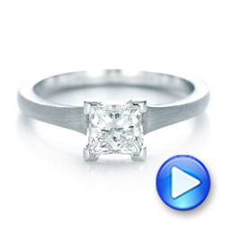 18k White Gold Custom Princess Cut Diamond Solitaire Engagement Ring - Video -  102150 - Thumbnail