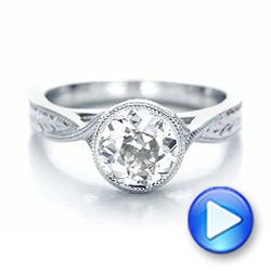  Platinum Platinum Custom Solitaire Diamond Engagement Ring - Video -  102152 - Thumbnail