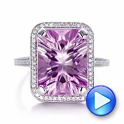 14k White Gold Custom Amethyst And Diamond Fashion Ring - Video -  102155 - Thumbnail