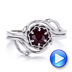  Platinum Platinum Custom Solitaire Ruby Engagement Ring - Video -  102160 - Thumbnail