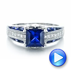 Custom Blue Sapphire And Diamond Engagement Ring - Video -  102163 - Thumbnail