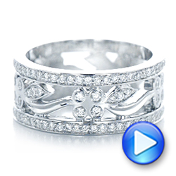 18k White Gold Custom Organic Diamond Wedding Ring - Video -  102164 - Thumbnail