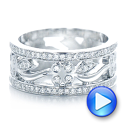 14k White Gold 14k White Gold Custom Organic Diamond Wedding Ring - Video -  102164 - Thumbnail