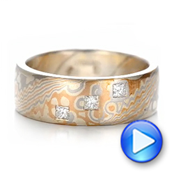 Custom Diamond Mokume Men's Wedding Band - Video -  102167 - Thumbnail