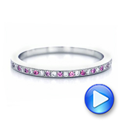 14k White Gold 14k White Gold Custom Pink Sapphire And Diamond Wedding Ring - Video -  102171 - Thumbnail