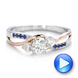 14k White Gold And 18K Gold 14k White Gold And 18K Gold Custom Two-tone Diamond And Blue Sapphire Engagement Ring - Video -  102172 - Thumbnail