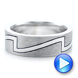 18k White Gold 18k White Gold Custom Brushed And Polished Men's Band - Video -  102174 - Thumbnail