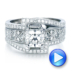 14k White Gold Custom Interlocking Diamond Engagement Ring - Video -  102177 - Thumbnail