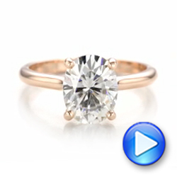 14k Rose Gold Custom Solitaire Moissanite Engagement Ring - Video -  102180 - Thumbnail