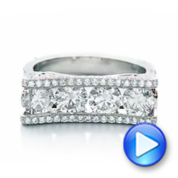  Platinum And 14K Gold Custom Diamond Wedding Band - Video -  102182 - Thumbnail