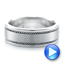 14k White Gold Custom Cable And Brushed Finish Unisex Band - Video -  102183 - Thumbnail